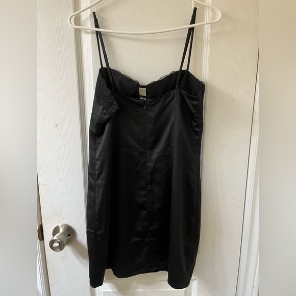 Dynamite Black Satin Bustier Slip Dress with Lace - Picture 2 of 3